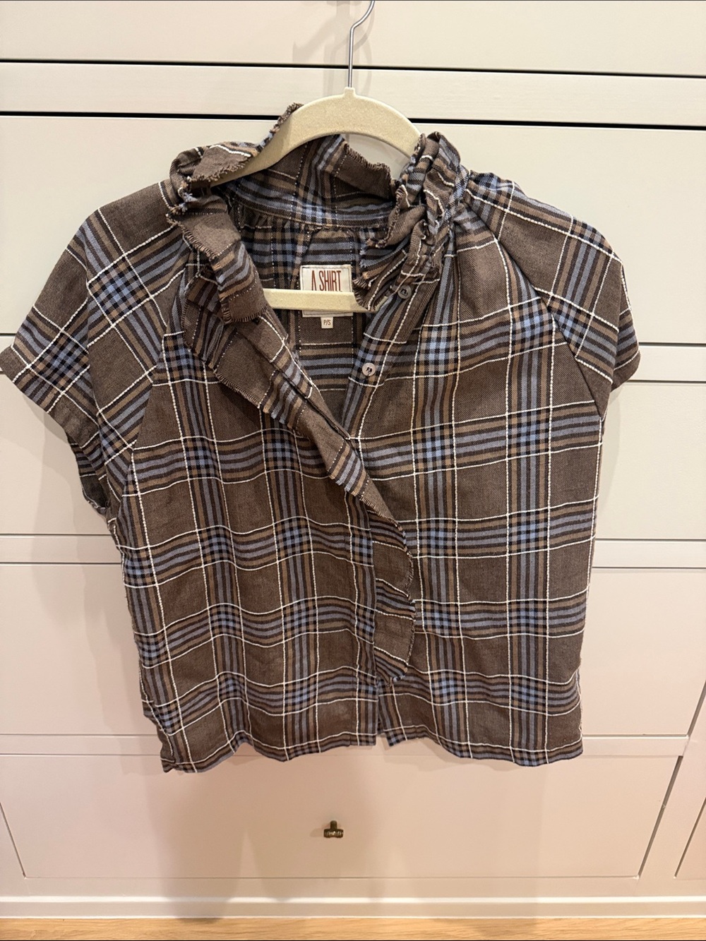 A SHIRT Brown Plaid Short-Sleeve Button-Down Shirt